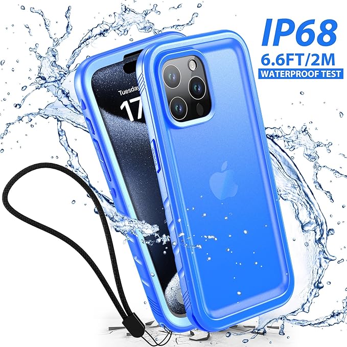 SPORTLINK for iPhone 15 Pro Case - IP68 Waterproof Military Protective Full Body Heavy Duty Shockproof 360 Sealed Dustproof with Camera Screen Protector Phone Cover for i Phone 15 Pro 6.1" Blue