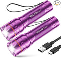 Rechargeable Flashlight 2 Pack, Bright Military Grade Torch Light High Lumens with Adjustable Focus & 3 Lighting Modes, Portable Waterproof Led Flashlight for Camping Home, Christmas Gift for Women