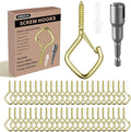 60 Pcs Gold Eye Hooks Screw Heavy Duty,Ceiling Hooks for Hanging Plants,String Lights,Cup,Wind Chime,Bird Feeders. Plant Hanger Indoor&Outdoor