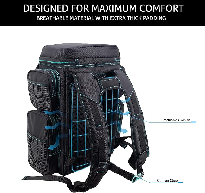 Evolution Fishing Drift Series Tackle Backpack, Outdoor Rucksack w/ 6 Fishing Tackle Trays, Heavy Duty