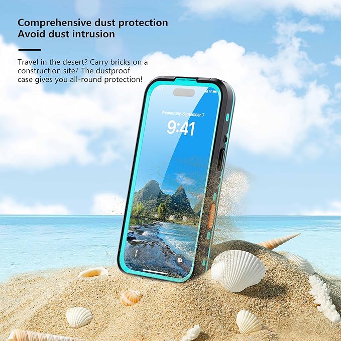 Waterproof Case for iPhone 17 Pro – IP68 Submersible Shield with Built-in Screen Protector, Shockproof Military-Grade Armor, Full-Body Heavy-Duty Protection, (Teal)