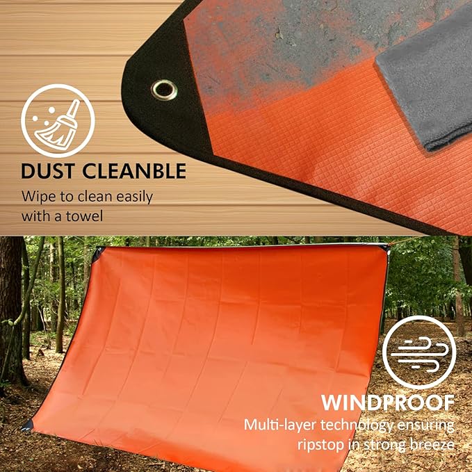 2 Pack Upgrade Survival Blanket – Insulated Thermal Reflective Tarp - 60" x 82". All-Weather, Reusable Emergency Blanket for Car or Camping, Orange