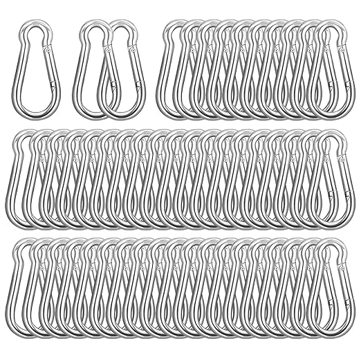 2.36'' Carabiner Clips, 1/4 Inch Heavy Duty Galvanized Steel Spring Snap Hook, Small Carabiner Clip 260LBS Holding Capacity Quick Link Clip Keychain for Hammock Dog Leash & Camping Gym(40 PCS M6)