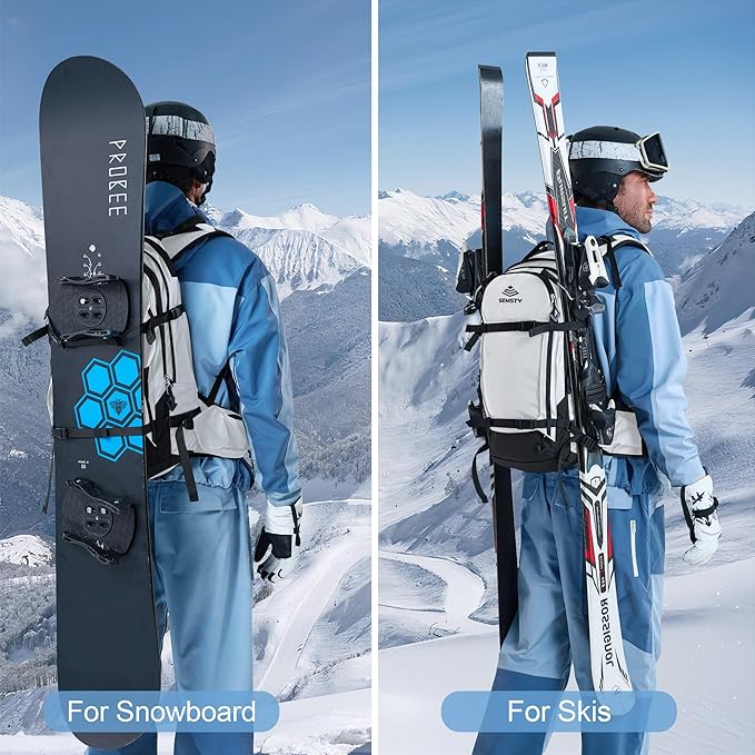 Ski and Snowboard Hydration Backpack, with 2L Water Reservoir and Insulated Harness, 30L Hydration Pack for Skiing, Hiking