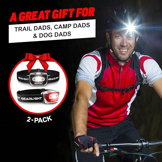 LED Headlamp 2-pack Battery Powered (AAA) (Batteries Not Included) | Head Lamp for Running Hunting Camping Fishing Hiking with Red Light and Adjustable Headband - Bright Forehead Headlamp 7 Modes