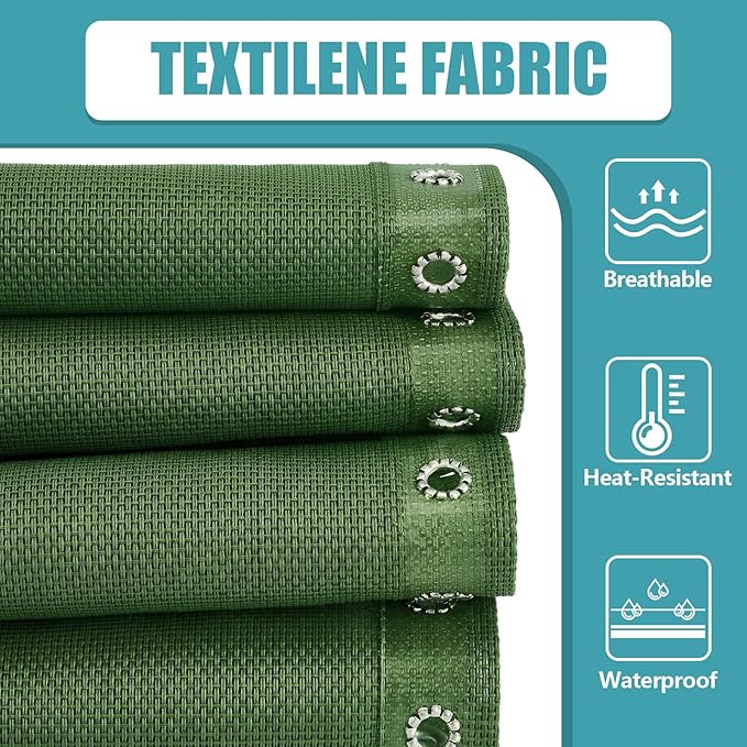 Queekay Chair Replacement Fabric with 4 Bungee Cord Lounge Chair Cloth Mesh Repair Kit for Patio Recliner Outdoor Lawn Pool(63 x 17 Inch,Sage Green)