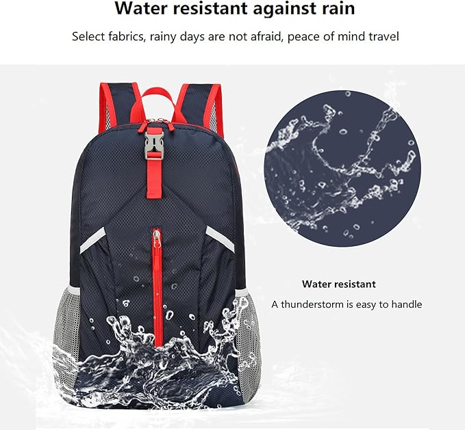 levayhill 25L Foldable Hiking Backpack Lightweight Packable Basic-Daypack Collapsible Bag Water-Resistant Travel Men Women Camping Cycling Outdoor (Dark Blue)