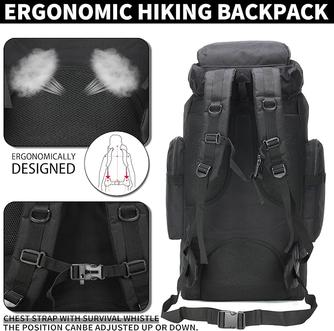 Hiking Backpack for Men 70L/100L Camping Backpack Military Rucksack Molle 3 Days Assault Pack for Climbing | Camping Backpack, 3 Days Assault Pack, for Climbing