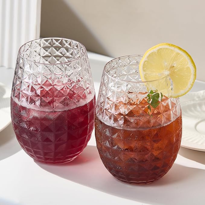 Lueumxc 20 Pack Plastic Wine Glasses, 16Oz Disposable Wine Glasses Unbreakable Clear Plastic Cocktail Glasses Recyclable Shatterproof Reusable Wine Cups