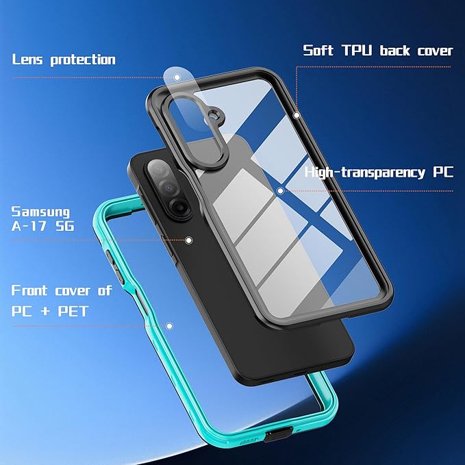 for Samsung Galaxy A17 5G Phone Case Waterproof, [IP68 Waterproof Dustproof] [Built-in Screen Protector] Rugged Full Body Underwater Shockproof Protective Cover for Samsung A17 5G Case, Teal