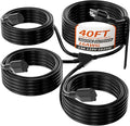 PlugSaf 1 to 3 Splitter Outdoor Extension Cord with Multiple Outlets; 40FT Total(22+6+6+6) 28FT End to End; 16/3 SJTW Black Extension Cord Outdoor Waterproof for Halloween Christmas; 16AWG 1625W ETL