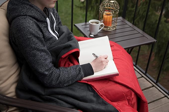 DOWN UNDER OUTDOORS Large Waterproof Windproof Extra Thick 350 GSM Quilted Fleece, or Sherpa Stadium Blanket