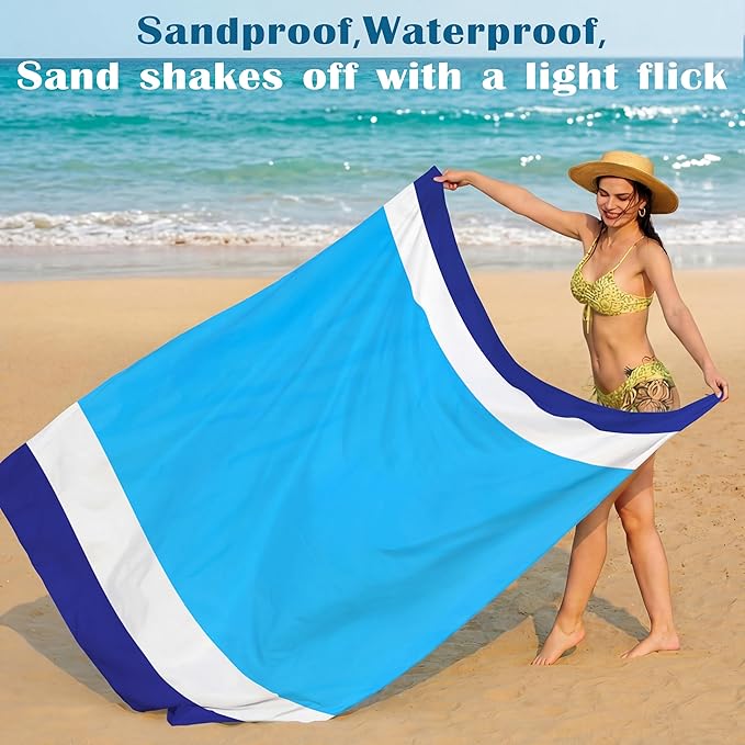 Famstar Beach Blanket Oversized Extra Large 78" X 81",Waterproof Sandproof Beach Blanket 1-7 Adults Lightweight Durable for Travel Camping Hiking Picnic