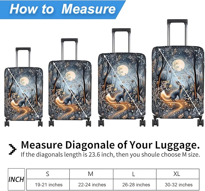 Luggage Cover Protector for 19-20 Inch Suitcases, TSA Approved Elastic Travel Suitcase Covers, Anti-Scratch Washable Luggage Sleeve for Carry On & Checked Bags, Hare