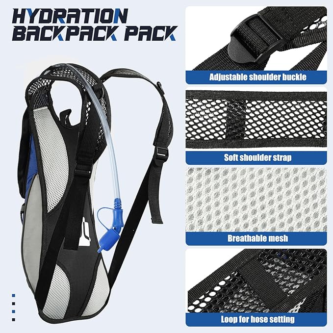 3 Pack Hydration Backpack with 2l Water Bladder,Hydration Pack with Bladder Hiking Running Cycling Biking Water Backpack Bag for Men and Women