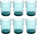 Beaded 15.6 oz Durable Acrylic Double Old Fashioned Drinking Glasses, Shatter-Resistant and Dishwasher-Safe Indoor/Outdoor - Sea Green - Set of 6