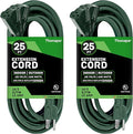 Thonapa2 Pack of 25 ft Green Extension Cord with 3 Outlets - 16/3 SJTW Weatherproof Outdoor Extension Cord with 3 Prong Multiple Outlets
