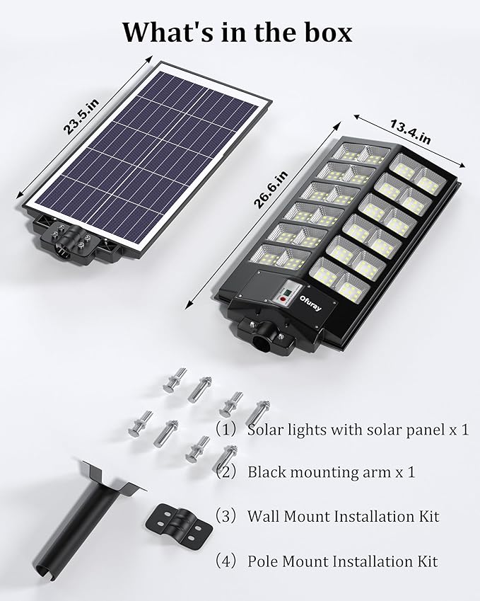 Ofuray Solar Street Lights Outdoor,Solar Security Flood Lights Parking Lot Lights Commercial Dusk to Dawn, 6500k Waterproof Led with Remote Control Motion for Street,Court,Barn (Of-9600W 660000Lm)