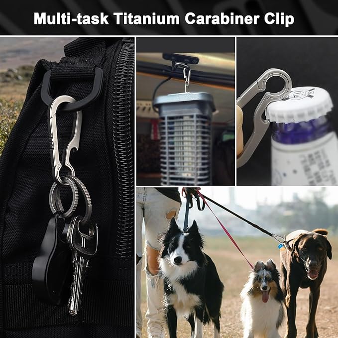 PJYTAC Key Chain Clip Titanium Carabiner Keychain Quick Release Carabiner for Keys Titanium Key Rings Heavy Duty