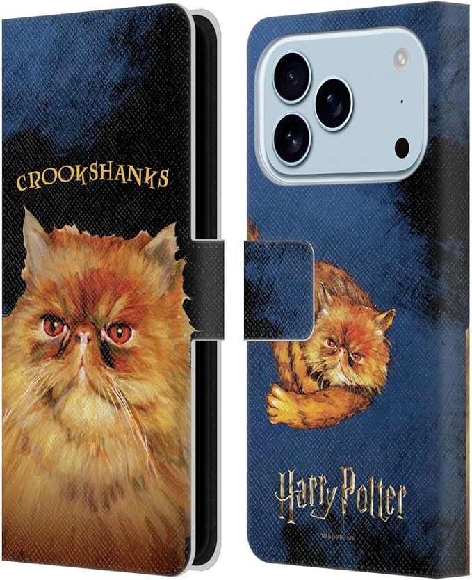 Head Case Designs Officially Licensed Harry Potter Crookshanks Prisoner of Azkaban II Leather Wallet Case Compatible with Apple iPhone 17 Pro