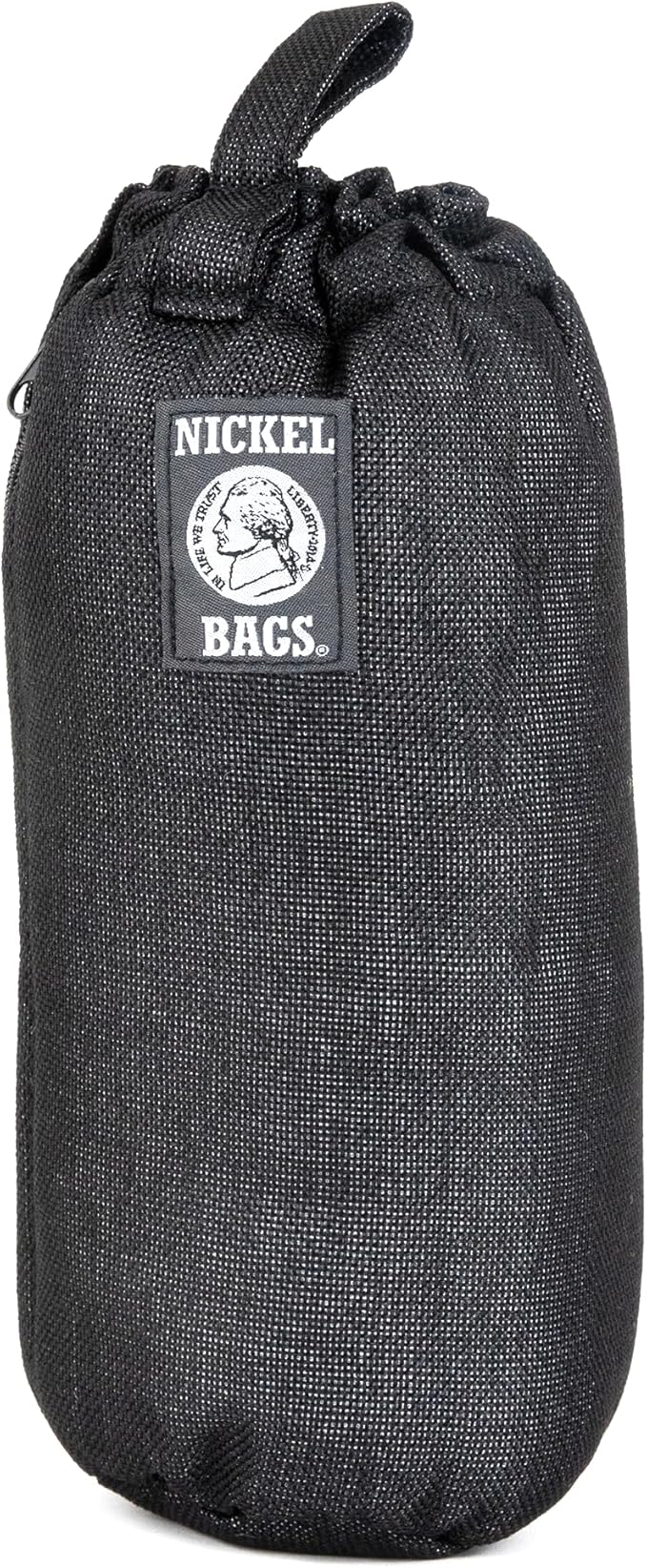 Nickel Bags Padded Drawstring Duffle Tube, Hemp Protective Sling Bag with Soft Velour Interior, Breakable-Safe Storage for Glass & Gear, Durable Zipper & Strap (10 Inch, Black)