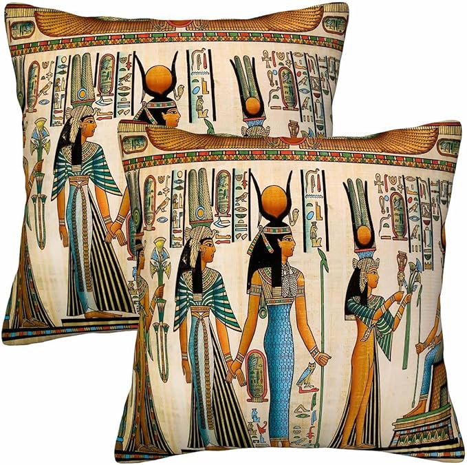 Old Egyptian Empire Couch Pillow Covers 18 X 18 0 Set of 2 Pillowcases Square Velvet Outdoor Cushion Pillow Cases Decorative for Home Bed Sofa Couch Hotel