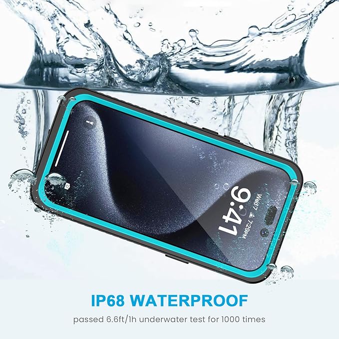 Lanhiem for iPhone 15 Pro Case, IP68 Waterproof Dustproof Shockproof Cases with Built-in Screen Protector, Full Body Protective Heavy Duty Rugged Phone Cover for iPhone 15 Pro - 6.1 inch (Blue)