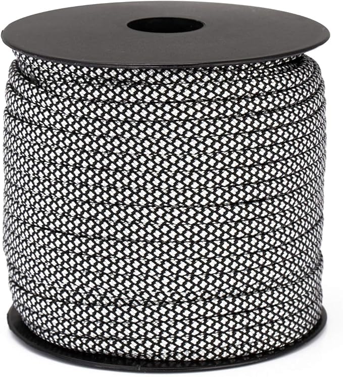 MOOCY Paracord 550 Paracord Rope,7 Inner Strands/Parachute Cord,Nylon Type III Paracord,Ideal Nylon String for Survival & Camping Gear - 5/32 in x 164 ft (4mm x 50m),Silver Black