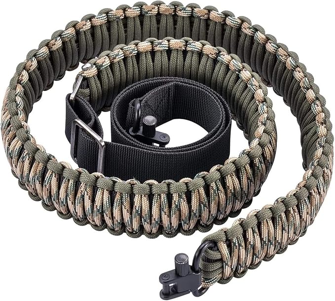 VVAAGG Two-Point Paracord Rifle Sling with Swivels, Non-Slip Gun Sling with Adjustable Length Strap
