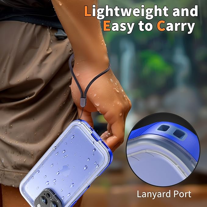 Cozycase for iPhone 16 Pro Max Case Waterproof - 360 Heavy Duty with Screen/Camera Protector Shockproof IP68 Underwater Dustproof Water Shock Proof Full Body/Front and Back Case Blue/Frosted Clear