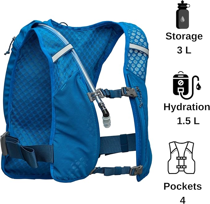 Nathan QuickStart Hydration Pack Vest with Bladder or flasks, Storage Pockets, Breathable Moisture-Wicking Fabric, Adjustable Straps for Running, Hiking, Walking, Marathons, Obstacle Races