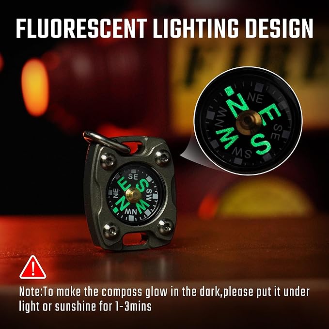 MecArmy Mini Titanium/Brass Compass, Waterproof IPX5 Pocket Compass for Hiking & Survival, Keychain & Necklace Gifts for Men & Women, Ideal Graduation & Outdoor Adventure Present