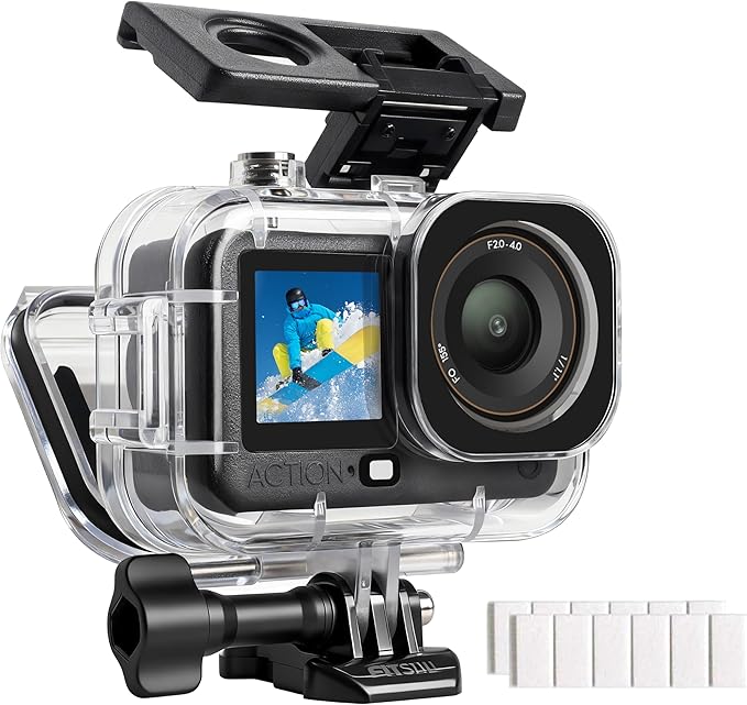 FitStill 60M/196FT Waterproof Case for DJI OSMO Action 6, Dual Cold Shoe Design Thickened Sealing Ring, Optical Glass Lens, djiI Action 6 Protective Accessories