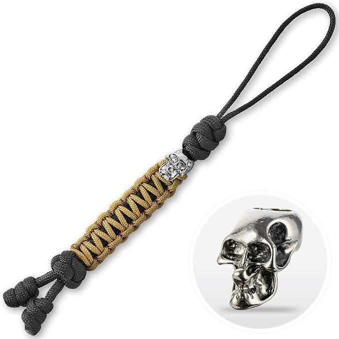 M-Tac Skull Knife Lanyard with Bead – Paracord Lanyard for Knives & EDC – Tactical Knife Fob Pull Cord – Durable Paracord