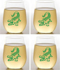 Set of 4 Shatterproof Designer 16 oz Plastic Wine Glasses MADE in the USA (LATER GATOR)