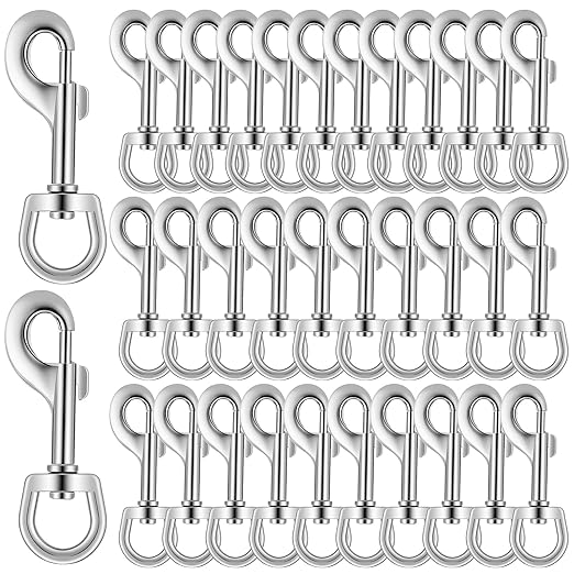 36 Pcs Swivel Snap Hooks, 2.76 Inch Heavy Duty Flag Clasp Single Ended Clip Hooks, Dog Leash Snap-Hook Multipurpose Bolt Snap for Pet Collar Keychain Camera (Silver)