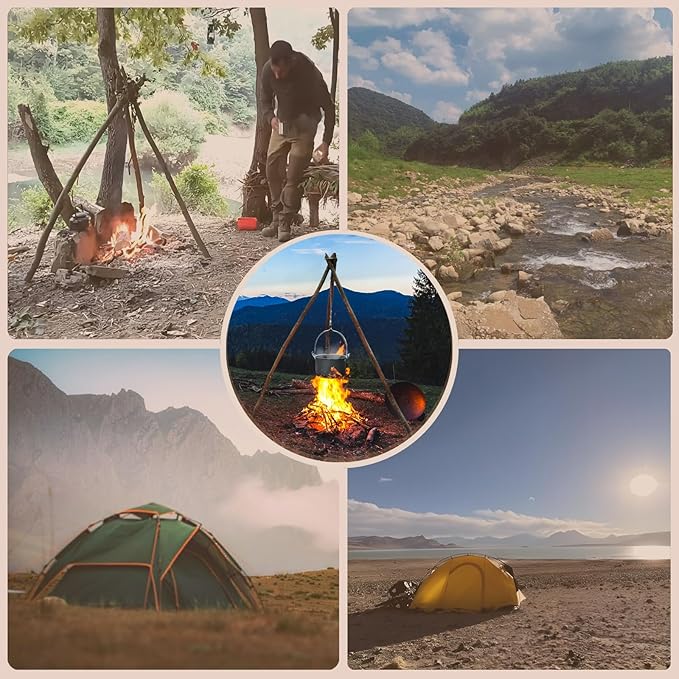 Adjustable Camping Tripod for Cooking - Strong Load-Bearing Campfire Grill With Easy Carry And Storage, Ideal for Camping Cookware And Equipment(1pcs)