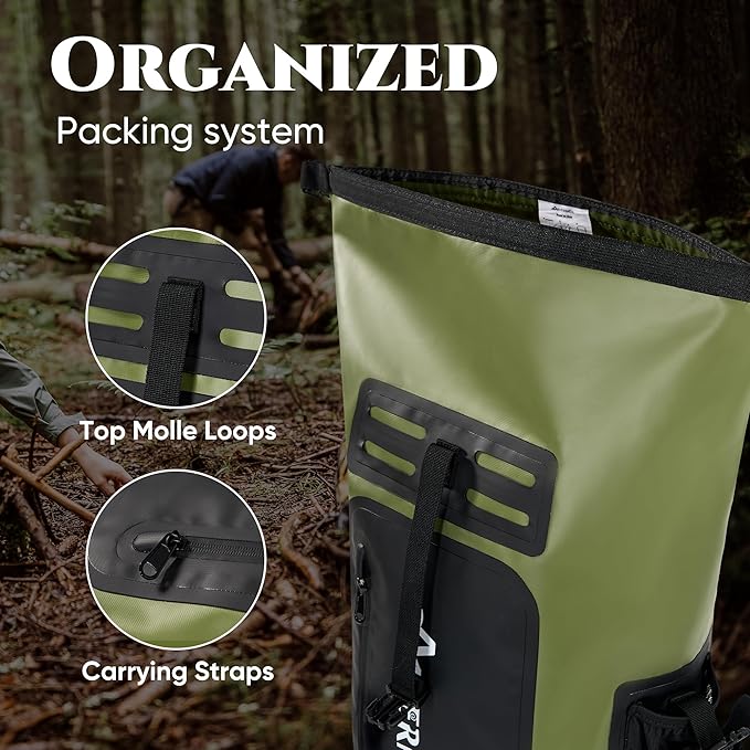 Waterproof Dry Bag with Waterproof Phone Case Green