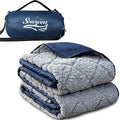 Waterproof Outdoor Blanket 82”X 55” Packable, Stadium Blankets for Camping with Sherpa Fleece Lining, Large Windproof Emergency Mat for Garss Picnic Hiking Road Trip, Machine Washable, Navy 300GSM