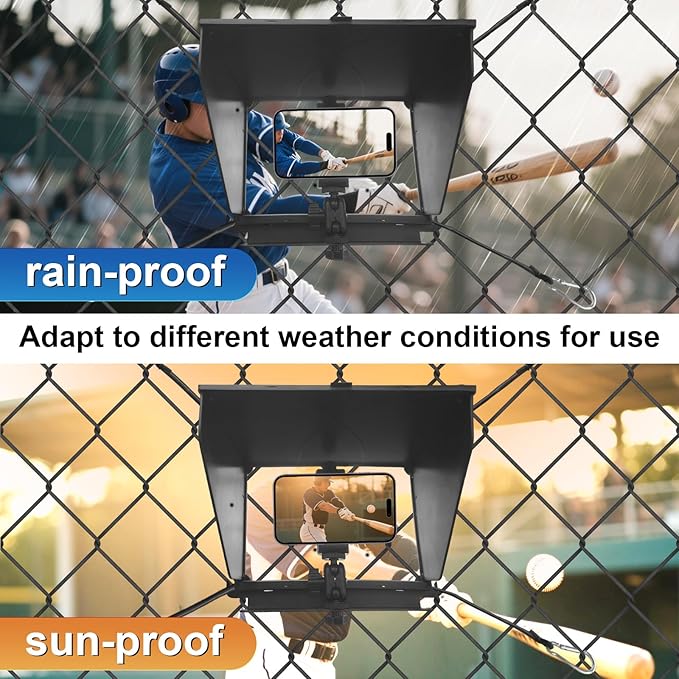 Cell Phone Fence Mount with Shade Game Recording Mounting Kit Compatible with iPhone, Mevo Start, Insta 360 and Other Action Cameras for Recording Baseball (Upgrade Style)
