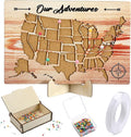 Cork Board USA Travel Map with Push 100 Pin and Wooden Storage Box 12" x 8" United States Tracking Map for Travel Tracking Couples Gift for RV Vacations Geography Classroom Decor