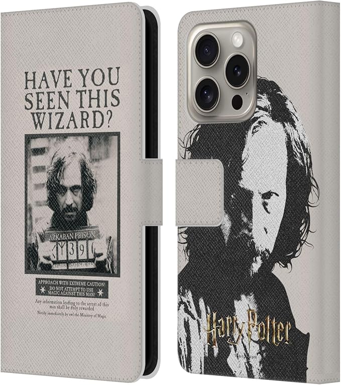 Head Case Designs Officially Licensed Harry Potter Sirius Black Poster Prisoner of Azkaban II Leather Wallet Case Compatible with Apple iPhone 16 Pro