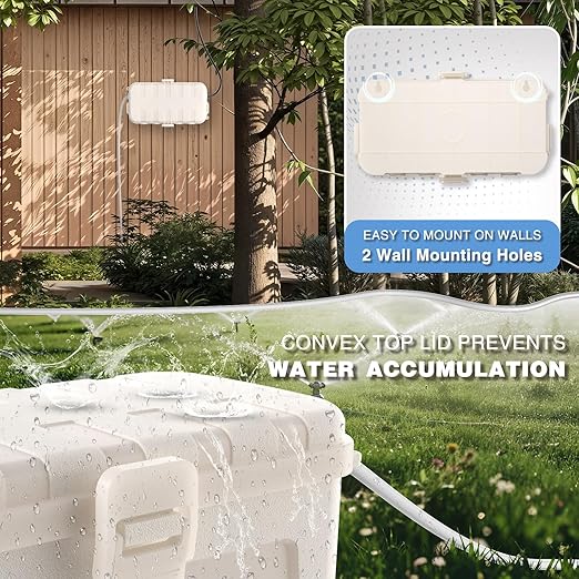 Flemoon [2 Pack] Outdoor Electrical Box Waterproof, Medium Weatherproof Electrical Box (11.5x5.2x4 inch) w/6 Cable Entry Ports, Extension Cord Cover for Power Strip, Timer, Holiday Light, White