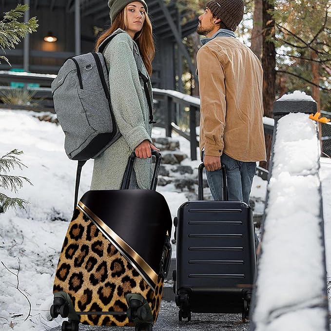 ANNA QUEEN Leopard Print Luggage Cover, Luxury Animal Pattern Suitcase Protector for 28-30 Inch Travel Bags
