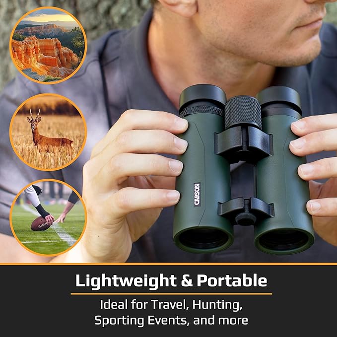 Carson RD Series 10x34mm Open-Bridge Waterproof Compact High Definition Binoculars
