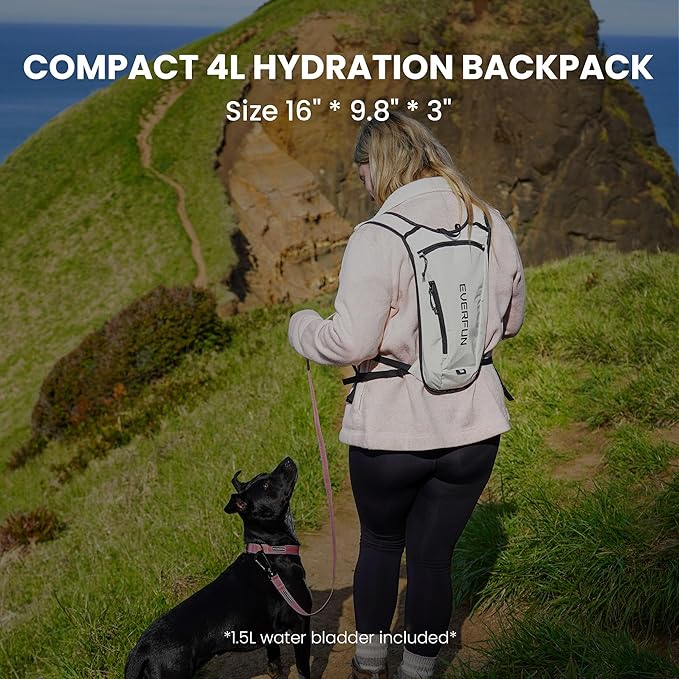 EVERFUN Hydration Backpack Running Vest Small Hiking Water Backpack with 1.5L Water Bladder for Women Men, Lightweight Reflective Phone Holder Hydro Pack for Trail Running, Biking, Race, Marathons