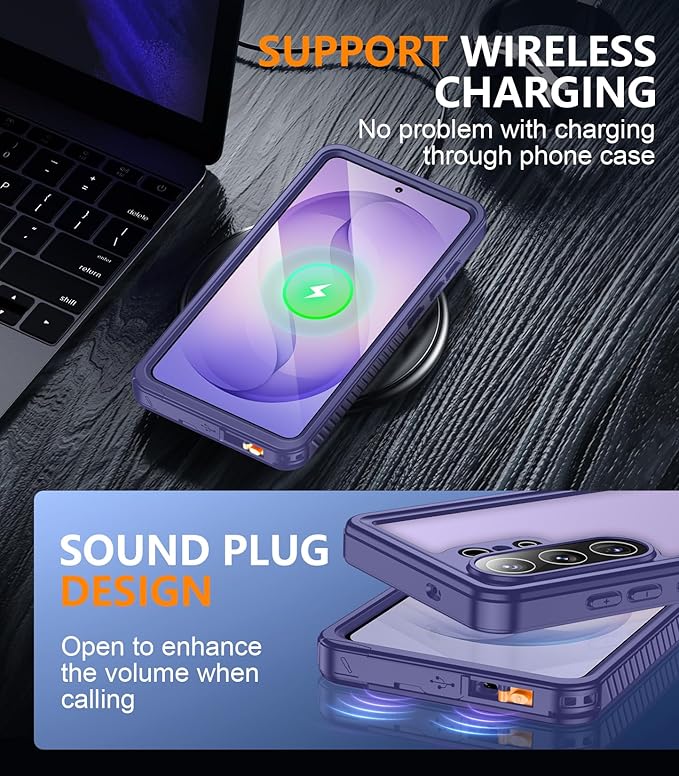 Temdan Designed for Samsung Galaxy S26 Ultra Case Waterproof, Built-in Lens & Screen Protector Military Grade Shockproof Dropproof IP68 Underwater Full Body Phone Case for Galaxy S26 Ultra 6.9"-Purple