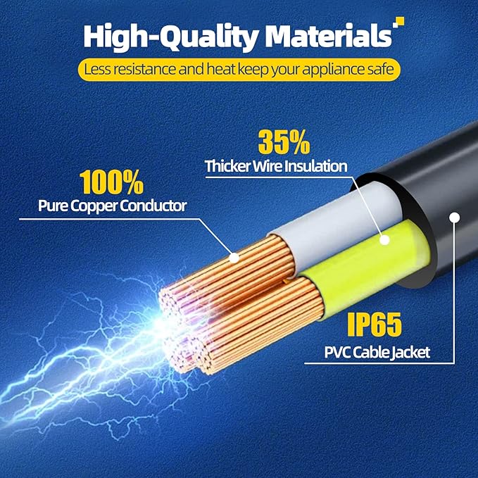 UL Listed Outdoor Extension Cord 3 Prong 15 FT SJTW 16/3 Gauge 13A 125V 1625W, Black Outdoor Extension Cord Waterproof, Flame & Cold Retardant,Water & Weather Resistant