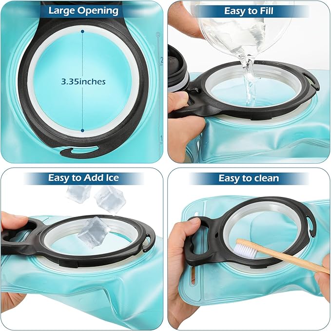 FRTKK 2L/3L Hydration Bladder, Leak Proof Water Bladder for Hydration Pack, BPA Free Wide Opening Ergonomic Shape Water Reservoir for Running Hiking Cycling Camping