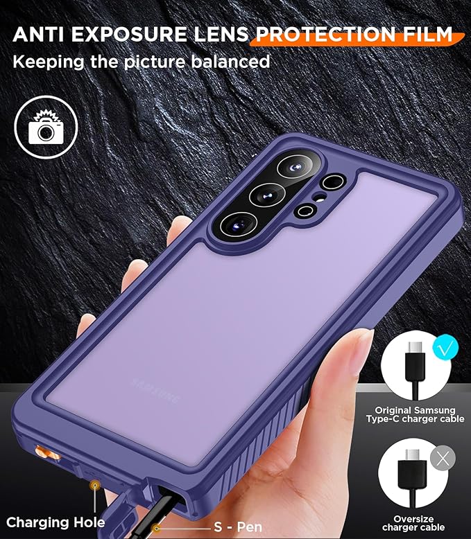Temdan Designed for Samsung Galaxy S26 Ultra Case Waterproof, Built-in Lens & Screen Protector Military Grade Shockproof Dropproof IP68 Underwater Full Body Phone Case for Galaxy S26 Ultra 6.9"-Purple